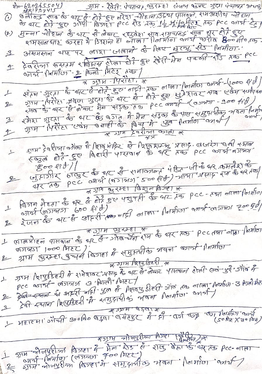 कुरम्हा (पंचायत अध्यक्ष) संजय कुमार गुप्ता 6202655041, 9801797415